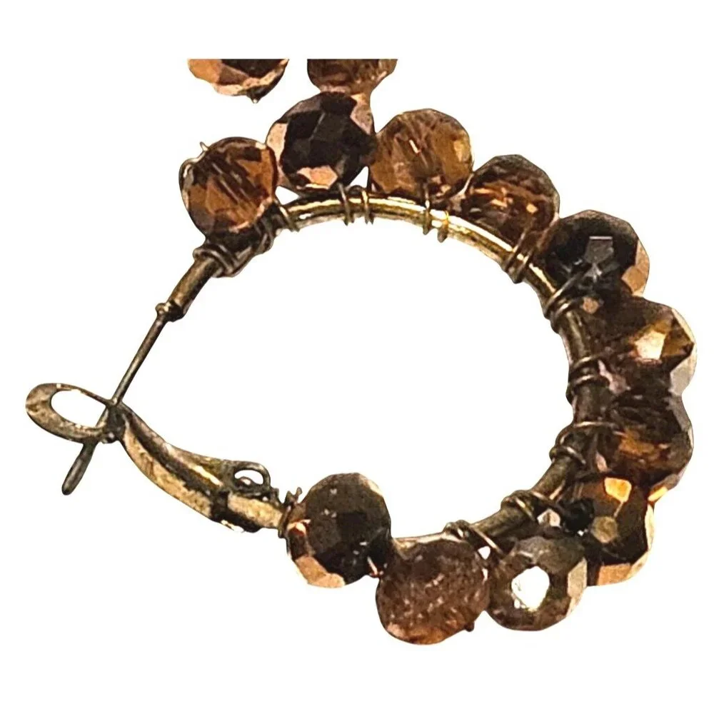 Vintage‎ Necklace Pendant Large Gothic Multicolor & Amber Beaded Hoop Earrings
